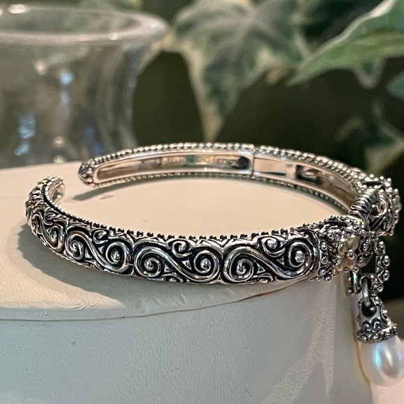 Barbara Bixby Hinged Cuff Bracelet With Pearl Enhancer Charm - Picture 11 of 14